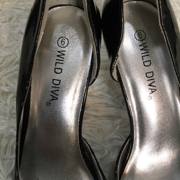 Wild Diva Black Open Toe Stiletto Heel Size 6 - Picture 5 of 13